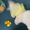 Breathable yellow mesh dog dress, cute summer pet suspender skirt for small dogs and cats. - XS / Yellow