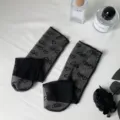 Calzini in rete trasparente nera con simpatico motivo a cuore, stile estivo traspirante. - Taglia unica / Nero Doppio Cuore
