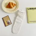 Weiße transparente Spitzen Rüschen WadenSocken für Damen, Sommer süße Lolita Feinstrumpfwaren. - Einheitsgröße / Milchweiß
