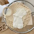Süße weiße Spitzen-Rüschen-Socken, japanische Lolita-Stil mittelhohe Baumwollsocken Damen. - Einheitsgröße / Zopfmuster Patchwork