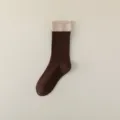 Damen Socken wadenhoch farbblockiert gerippt Design bequem Alltag Freizeitmode Strümpfe neu - Einheitsgröße / Kaffee
