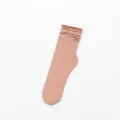 Women velvet slouch socks light pink solid color mid-calf hosiery casual sweet style. - One Size / Dusky Pink