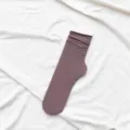 Velvet mid-tube slouch socks for women, sweet candy color thin stockings for daily wear. - One Size / Dark Purple