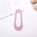 Summer thin women's invisible boat socks, ice silk cotton bottom, anti-slip silicone design. - V-Neck Opening / Purple