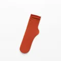 Velvet mid-calf slouch socks for women, solid caramel color, thin Japanese style casual hosiery for daily wear. - One Size / Orange Red
