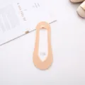 Women invisible boat socks anti-slip ice silk shallow mouth low cut socks summer wear - V-Neck Opening / Nude