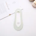 Women ice silk no show socks summer thin shallow cut non slip breathable boat socks - V-Neck Opening / Green
