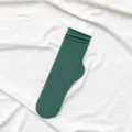 Dark green velvet crew socks for women, thin solid color stacking socks for daily fashion wear. - One Size / Dark Green