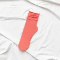 Coral velvet slouch socks for women, soft solid color mid-calf casual hosiery for daily wear. - One Size / Watermelon red