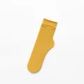 Women velvet yellow mid calf stack socks solid color Japanese style thin hosiery variant - One Size / Deep Yellow