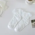 Chaussettes en dentelle Lolita blanches pour femmes, jolies chaussettes mi-mollet JK, été. - Taille unique / Dentelle à motif étoile de mer blanche