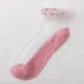 Transparente Kristall-Seidensocken für Damen, süße rosa-weiße Rüschen-Spitzensocken. - Einheitsgröße / Rosa