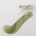 Damen Sommer grüne Kristall Spitze Socken, süße Rüschen transparente kurze Socken Alltag. - Einheitsgröße / Grün