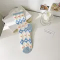 Calze trasparenti in seta di cristallo da donna, calzini estivi alla moda con motivo a cuore dolce. - Taglia unica / Rombi a Cuore