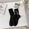 Chaussettes mi-hautes Lolita noires nœud perle mignonne style JK pour femmes. - Taille unique / Noir