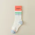 Antirutsch Yoga Socken Wadenlänge Baumwolle Fitness Sport Socken mit orange Bündchen - Einheitsgröße / Weiß