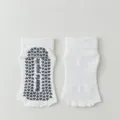 Toeless five toe yoga socks with silicone non slip grip dots for women pilates fitness exercise - One Size / White