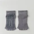 Grey open toe five toe yoga socks with anti slip silicone grips for pilates fitness exercise - One Size / Gray