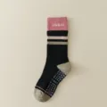 Damen Yoga Anti-Rutsch Socken sportliche Crew Socken für Fitness und Tanzen aus Baumwolle - Einheitsgröße / Schwarz