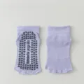 Light Purple Toe-less Five-Finger Yoga Socks Non-Slip Pilates Grip Socks for Women - One Size / Purple