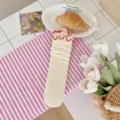 Ballet style lace ruffle stack socks women summer thin breathable hollow-out mid-tube socks - One Size / Beige With Red Edge
