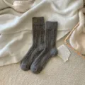 Calzini in lana a trecce spessi da donna, grigio scuro retrò caldi invernali calzini comodi. - Taglia unica / grigio medio