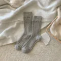 Donne Calze Treccia Lana Inverno Spesse Tinta Unita Slouch Calze Grigio Variante - Taglia unica / Grigio chiaro