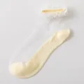 Women Summer Sheer Crystal Glass Silk Short Socks Cute Japanese Ruffled Lace Edge Yellow - One Size / Light Yellow
