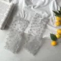 Calzini trasparenti in tulle con stampa a cuore da donna, calze estive sottili in stile giapponese. - Taglia unica / Grigio