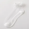 Summer sheer white lace short socks for women, cute Japanese style crystal sheer socks. - One Size / White