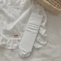 Γυναικείες λευκές γκέτες stirrup ιαπωνικό μονόχρωμο κάθετο ριγέ κάλτσες λεπτές καλοκαιρινές - Ένα μέγεθος / Λευκό