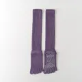 Purple five-toe yoga long socks anti-slip pilates knee high socks for women active. - One Size / Purple