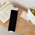 Solid color short stirrup socks for women, summer thin breathable cotton leg warmers. - One Size / Black