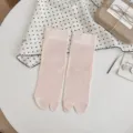 Summer thin split-toe women socks Japanese tabi socks solid color breathable cotton mid-tube socks - One Size / Light Pink