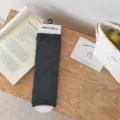 Einfarbige Steigbügel Beinstulpen Damen Sommer dünne atmungsaktive Baumwollsocken - Einheitsgröße / Dunkelgrau