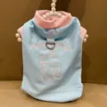 Été gilet mince pour chien animal de compagnie gaufre bleu rose mignon chiot vêtements respirant - XS / Bleu et rose (avec laisse)