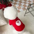 Autumn winter fleece pet sweatshirt for small dogs cute Christmas Santa red clothes - XS / Red