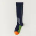 Damen Kniestrümpfe Kompressionssport Socken mit Anti Rutsch Punkten und farbiger Spitze. - Einheitsgröße / Marineblau