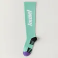 Women green knee high long socks athletic sports trendy casual fashion hosiery item - One Size / Light Green