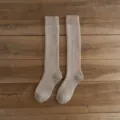 Winter thick warm long socks solid color knee high cotton blend retro casual daily wear - One Size / Khaki