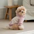Cute pink and white dog hoodie for small pets, warm fleece pet sweatshirt for winter. - XS / Pink
