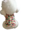 Cute floral pet winter vest for small dogs and cats, warm padded cotton clothes for cozy daily wear. - XS / White Floral Padded Jacket