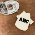 Cream pet dog sweatshirt with ABC letter embroidery, warm winter pet clothing variant. - XS / Off White
