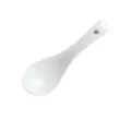 Pure white ceramic soup spoon household small spoon bone china dinnerware kitchen tool 1pc - White