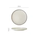 Brown rim ceramic round dinner plate, 20cm stylish serving plate for table setting use. - 8-Inch Rimmed Round Plate