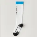 Women athletic knee high tube socks white sport compression stockings with blue cuff - One Size / White Socks with Blue Cuffs