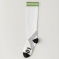 Fashionable women's knee-high sports socks with green stripes and numeric print. Ideal. - One Size / White Socks with Green Cuffs