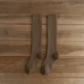 Solid color long tube loop socks for women, winter thickened warm knee high socks, brown. - One Size / Coffee