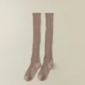 Women's knit long socks metallic sparkle knee high socks casual solid color hosiery - Khaki