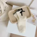 Chaussettes mignonnes style JK japonais avec nœud et dentelle noire, style Lolita pour filles. - Taille unique / Blanc cassé avec nœud noir